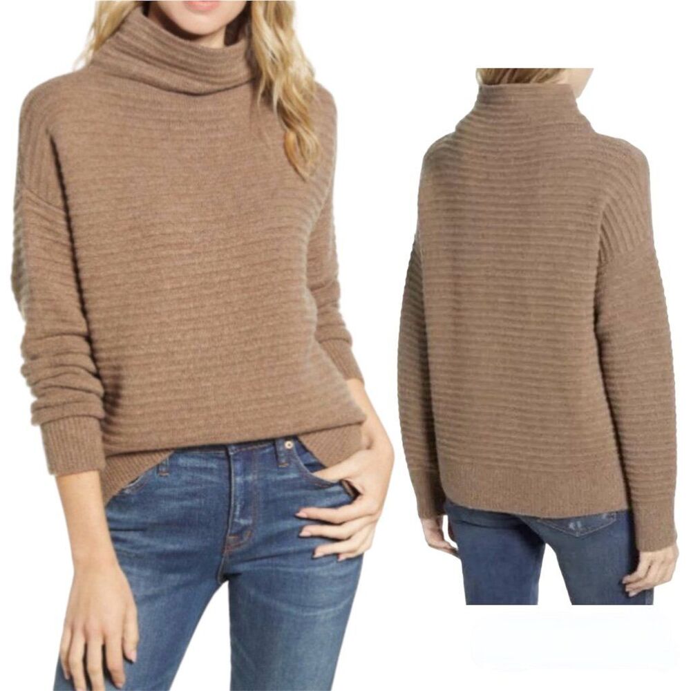 Madewell Belmont Brown Mockneck Wool blend Long Sleeve Cozy Sweater Size XXS.